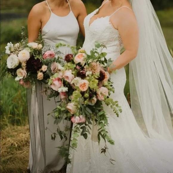 Park & Fifth Rosewood Halter Maxi Dress Dove Grey Size 4 - Picture 2 of 15